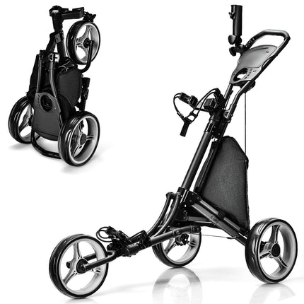 Folding 3 Wheels Golf Push Cart with Bag Scoreboard Adjustable Handle