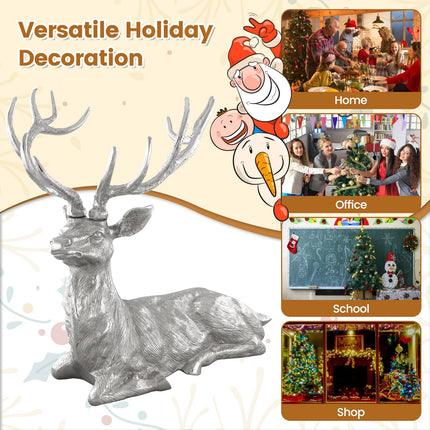 Standing Reindeer Statue Aluminum Deer Sculpture for Indoors Christmas Decor