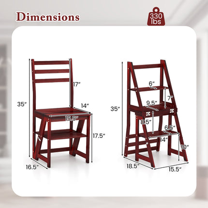 Multifunctional 3-in-1 Ladder Chair Display Plant Stand for Library Kitchen Office