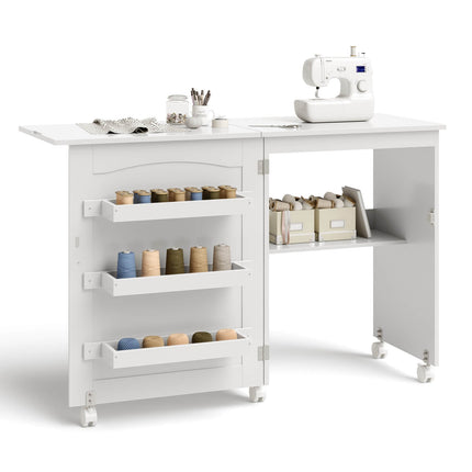 Folding Sewing Craft Table Shelf Storage Cabinet Home Furniture