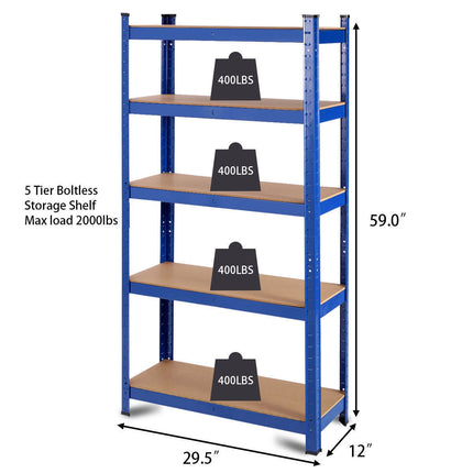 29.5 x 59 Inch Adjustable 5-layer 2000 lbs Capacity Tool Shelf-Blue