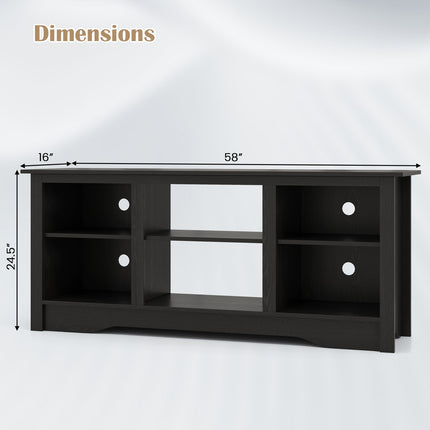 TV Stand for up to 65 Inch Flat Screen TVs with Adjustable Shelves for 18 Inch Electric Fireplace (Not Included)