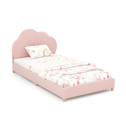Twin Bed Frame with Height-Adjustable Headboard and Sturdy Wooden Slats