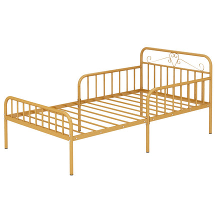 Twin Size Bed Frame with Headboard and Safety Side Guardrails
