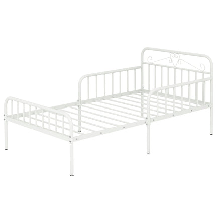 Twin Size Bed Frame with Headboard and Safety Side Guardrails
