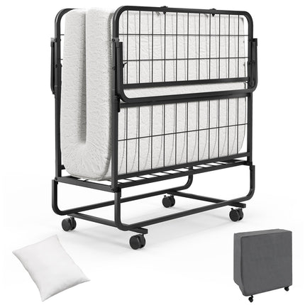 Cot Size Folding Bed with Memory Foam Mattress and Pillow