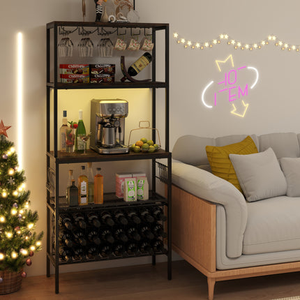 Wine Organizer with Power Outlet and Bottle Holders