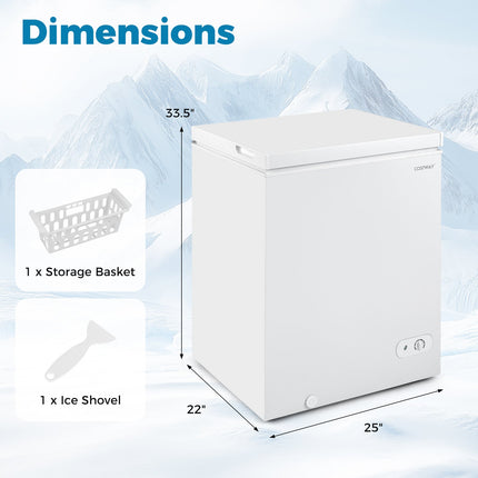 141 L/5 Cu.Ft Compact Chest Freezer with 7-Gear Adjustable Temperature-White