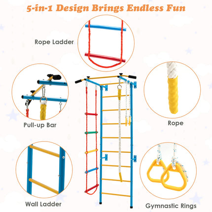 5-in-1 Swedish Ladder with Folding Baby Play Mat for Solid Wall