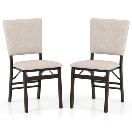 Foldable Dining Chair Set of 2 Armless Kitchen Chair with Padded Seat and Tilt Backrest