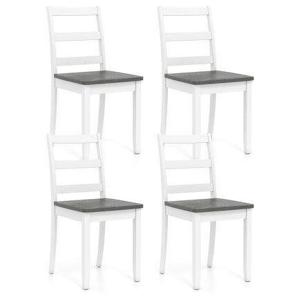 Set of 4 Wood Dining Chairs with Solid Rubber Wood Legs