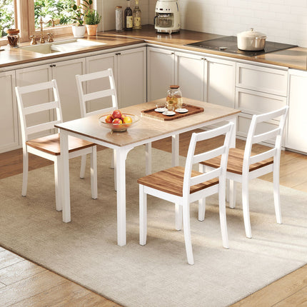 Set of 4 Wood Dining Chairs with Solid Rubber Wood Legs