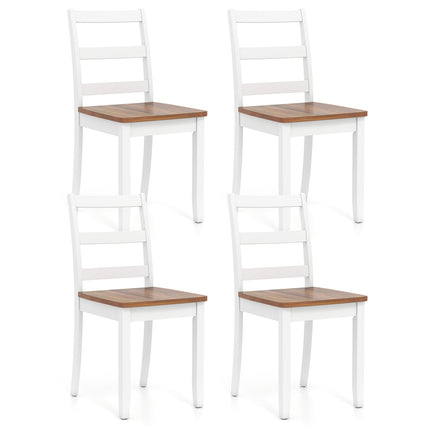 Set of 4 Wood Dining Chairs with Solid Rubber Wood Legs