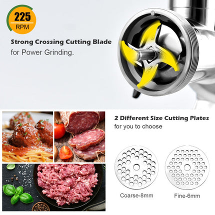 Heavy Duty 1.5HP Commercial Meat Grinder with Reverse High Efficiency and Anti-Clog