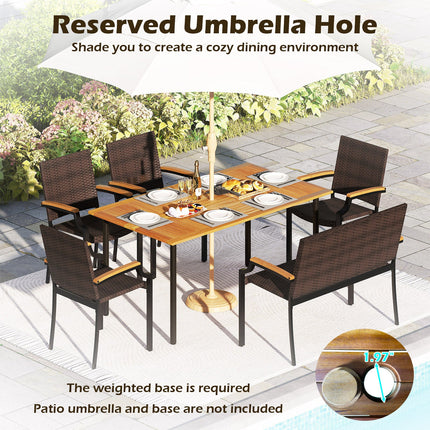 6 Pieces Outdoor Dining Set with Umbrella Hole