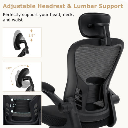 Black 48 inch Computer Desk and Ergonomic Mesh Office Chair Bundle for Home Office