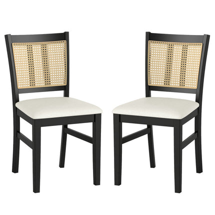 3-Piece Mid-Century Dining Set with 36‚Äù Round Pedestal Table and 2 Farmhouse Rattan Dining Chairs