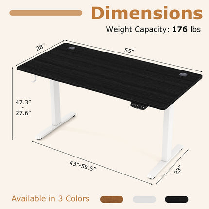 Electric Standing Desk Height Adjustable with 3 Memory Heights Black