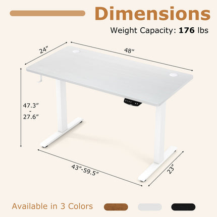 Electric Standing Desk Height Adjustable with 3 Memory Heights White