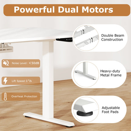 Electric Standing Desk Height Adjustable with 3 Memory Heights White