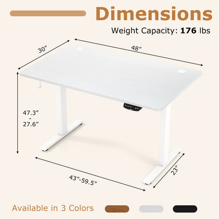 Electric Standing Desk Height Adjustable with 3 Memory Heights White