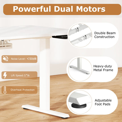 Electric Standing Desk Height Adjustable with 3 Memory Heights White