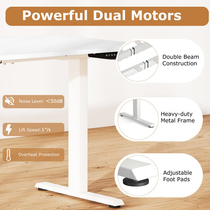 Electric Standing Desk Height Adjustable with 3 Memory Heights White