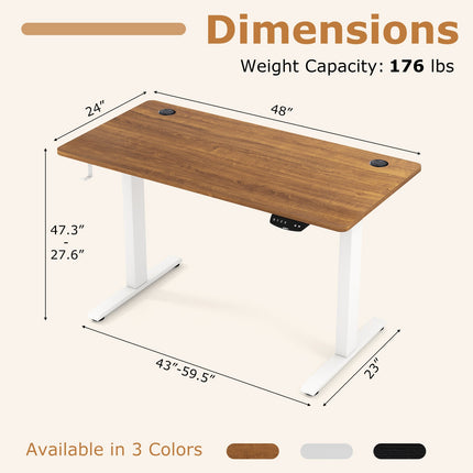 Electric Standing Desk Height Adjustable with 3 Memory Heights Walnut