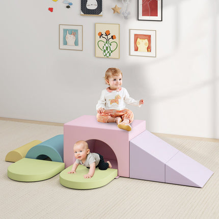 7-Piece Soft Foam Toddler Climbing Blocks Set PU Leather for 1+ Year Old