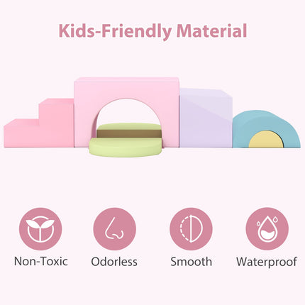 7-Piece Soft Foam Toddler Climbing Blocks Set PU Leather for 1+ Year Old