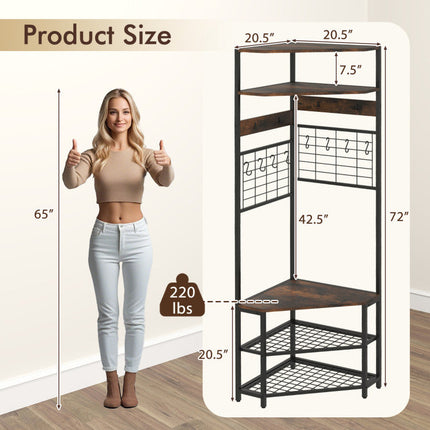 Entryway Set with 44 Inch Console Table 5-Tier Corner Hall Tree and Waiting Room Bench