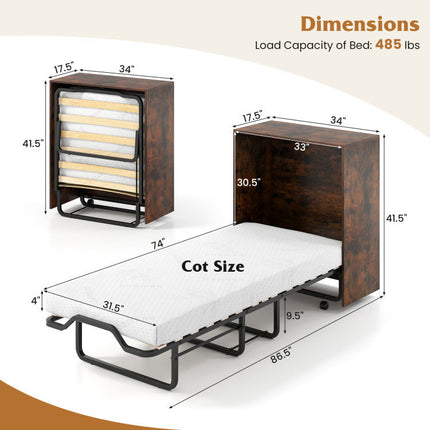 3-Piece Space-Saving Living Room with Teddy Sofa Display Bookshelf & Foldable Murphy Bed