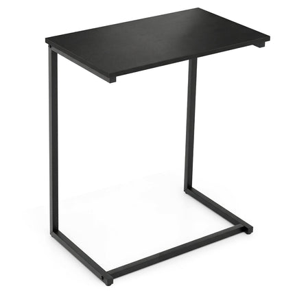 C-shaped Industrial End Table with Metal Frame