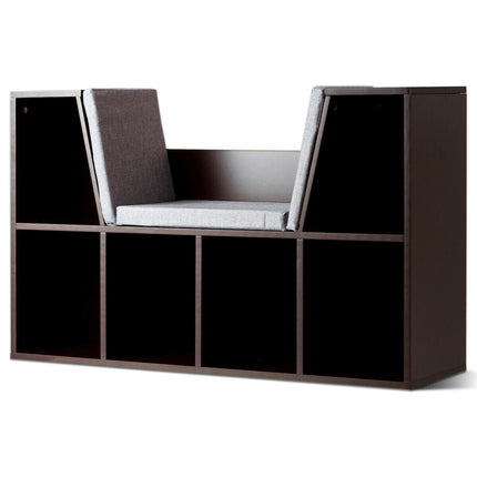 6-Cubby Kid Storage Bookcase Cushioned Reading Nook