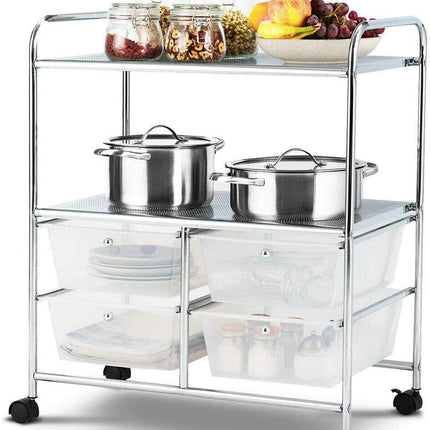 Mobile 4 Drawers Shelves Rolling Storage Cart Rack