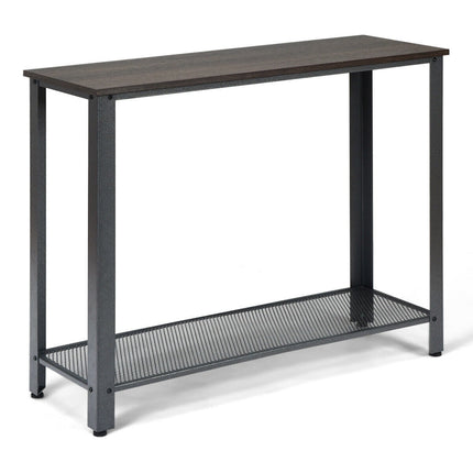 Metal Frame Wood Console Sofa Table with Storage Shelf