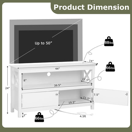 44 Inch Wooden Storage Cabinet TV Stand