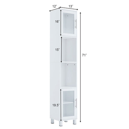 71 Inch Tall Tower Bathroom Storage Cabinet and Organizer Display Shelves for Bedroom
